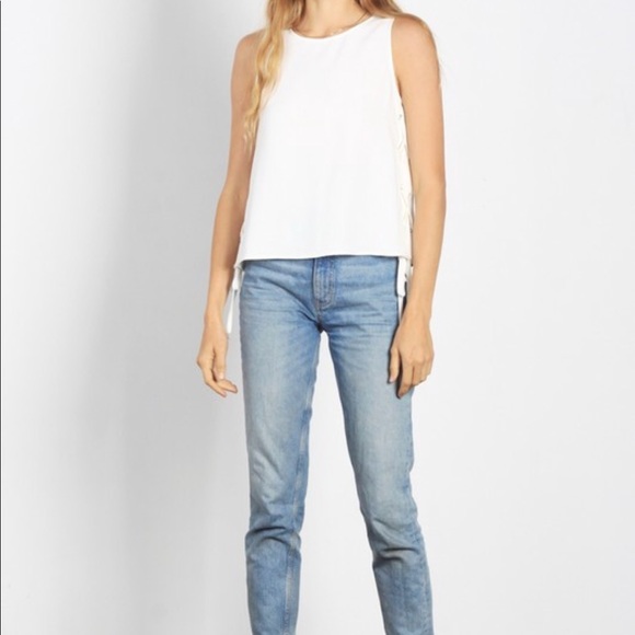 LOWEST Leigh Lace Up Tank Top in White - Picture 3 of 6